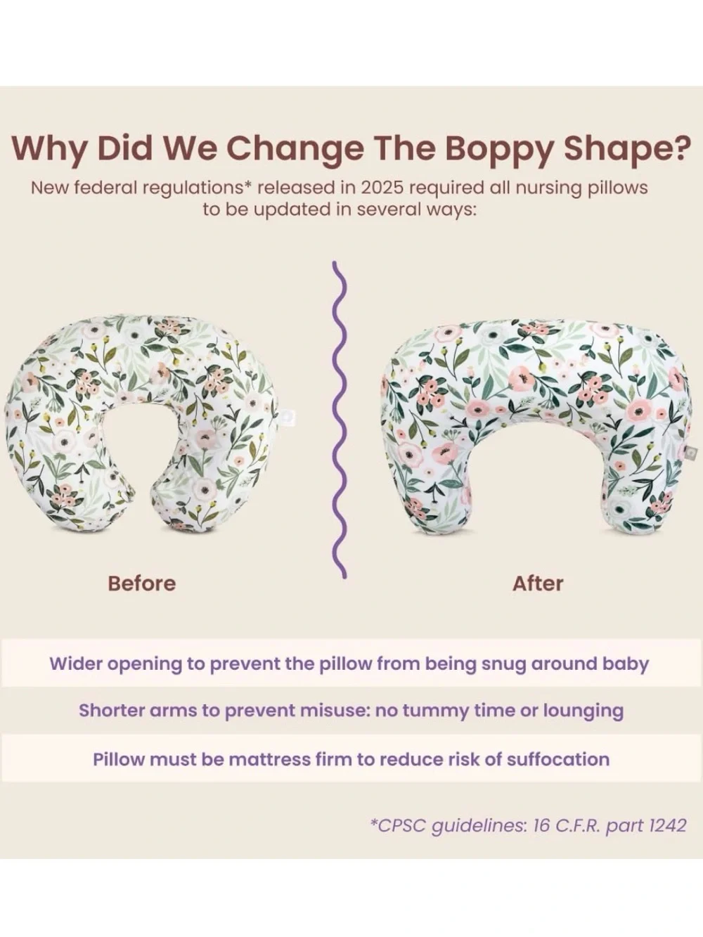 Boppy Feeding Pillow in White with Green Leaf Pattern